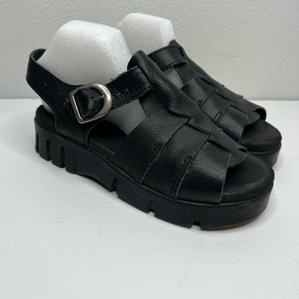 Aerosoles Black Leather Chunky Sandals Women’s 7.5 Y2K 90s Style